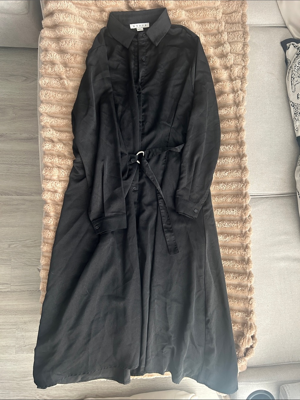 HYFVE Black Long Sleeve Shirt Dress with D-Ring Belt